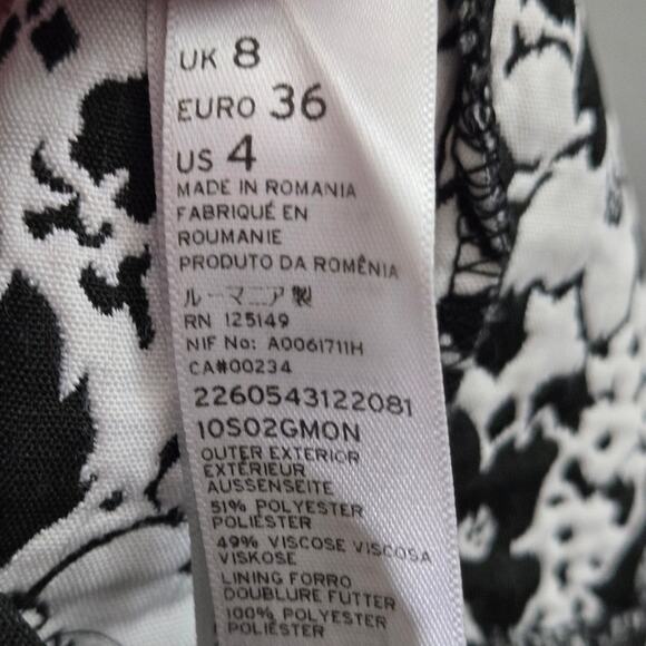Topshop Mini Dress Coquette Mod Revival Black White Floral Cutout Summer Size 4 - Picture 11 of 13